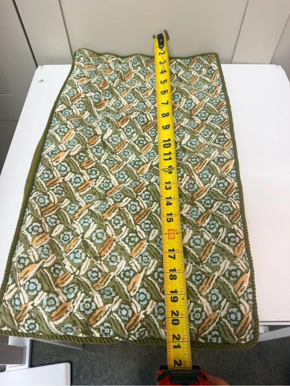 West Elm 12x21 Olive Floral Pattern Cotton Throw with Zipper